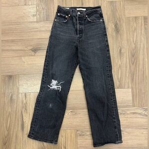 Levi's Black Distressed Straight-Leg Jeans